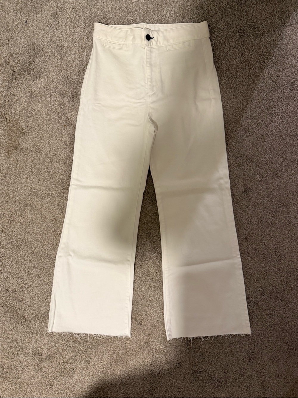 ASKK NY “Brighton” White High-Rise Wide Leg Cropped Pants